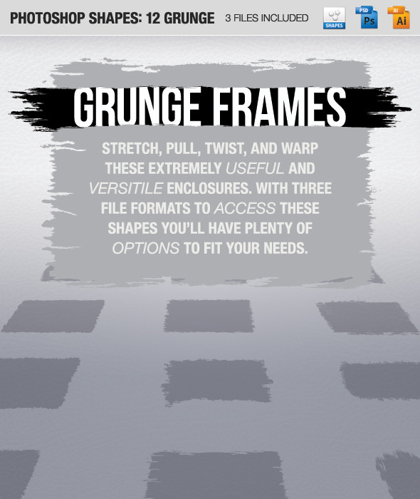 12 Grunge Frames - Shapes Photoshop