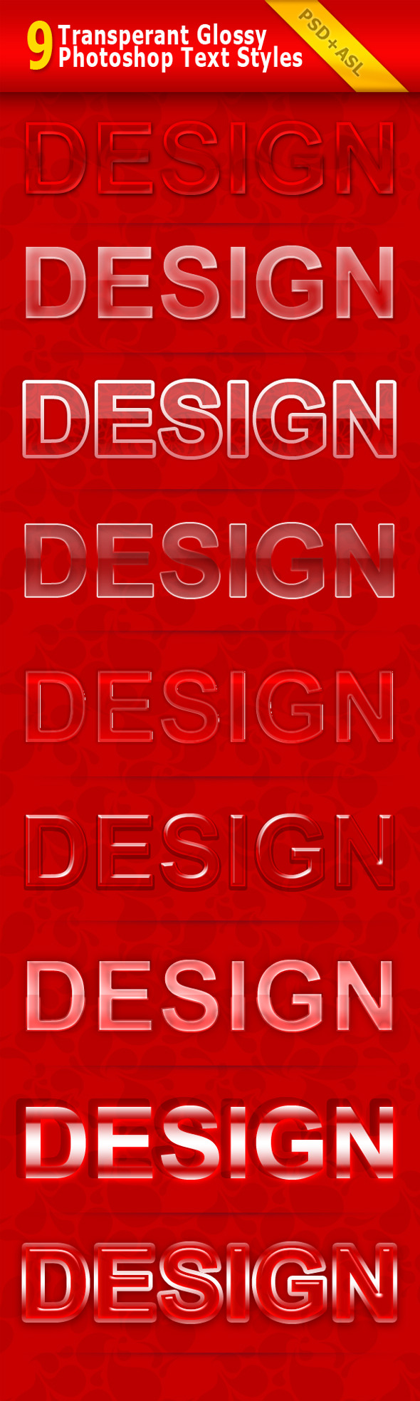 9 Transparent Glossy Photoshop Text Styles - Text Effects Styles