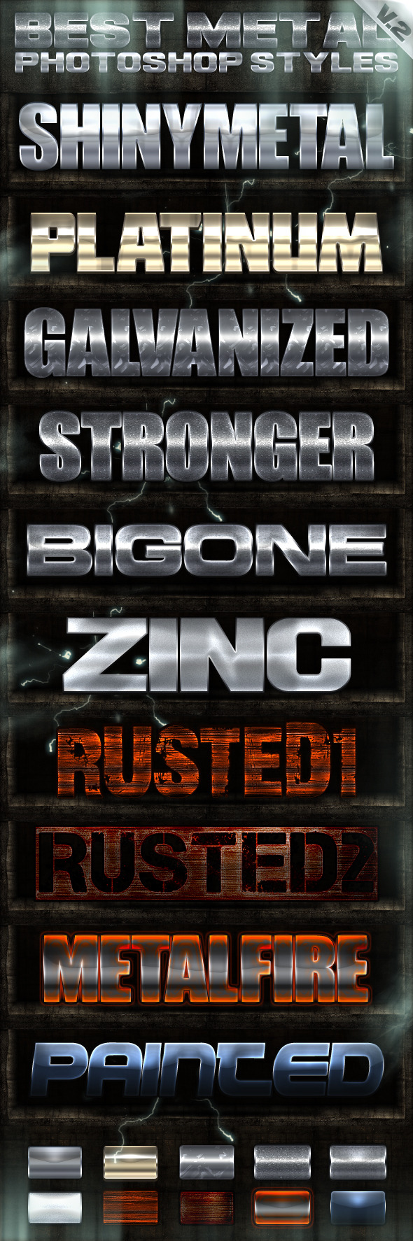 10 Metal Photoshop Styles 2of2 - Text Effects Styles