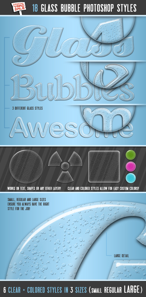 18 Glass Bubble Photoshop Layer Styles - Text Effects Styles