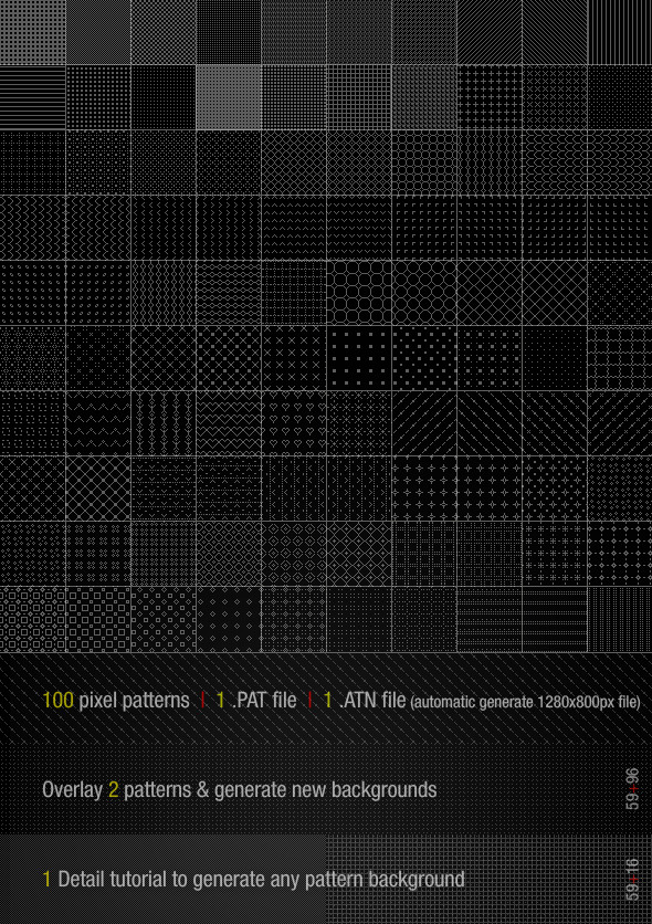 100 Pixel Patterns - Techno / Futuristic Textures / Fills / Patterns