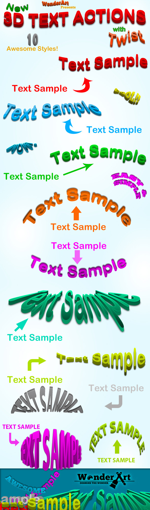 3D Warped Text Action - Text Effects Actions
