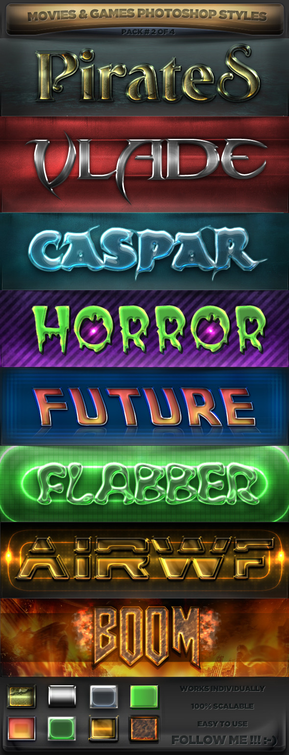 Movies & Games Styles 2 of 4 - Text Effects Styles