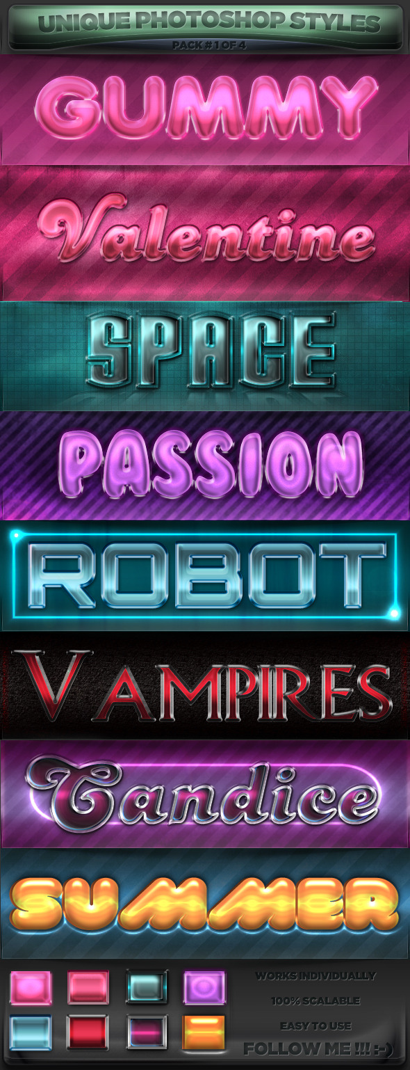 Unique PS Styles 1 of 4 - Text Effects Styles