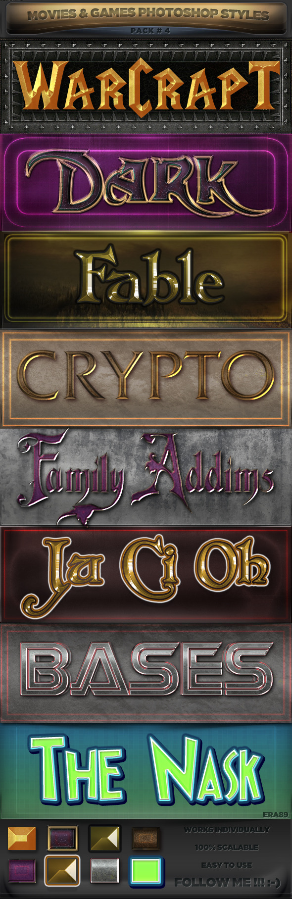 Movies & Games Styles Pack 4 - Text Effects Styles