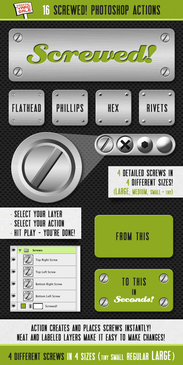 Screwed! 16 Photoshop Actions - Utilities Actions
