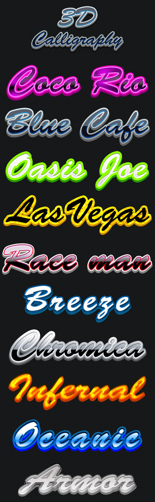 3D Calligraphy Text Effects - Text Effects Styles
