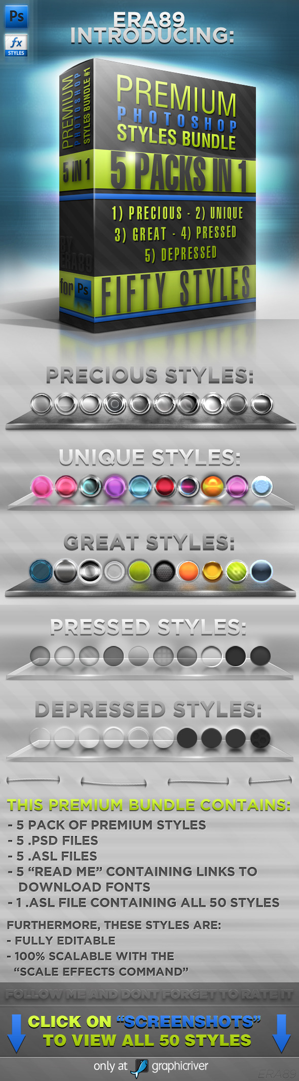 Photoshop Styles BUNDLE #1 - Text Effects Styles