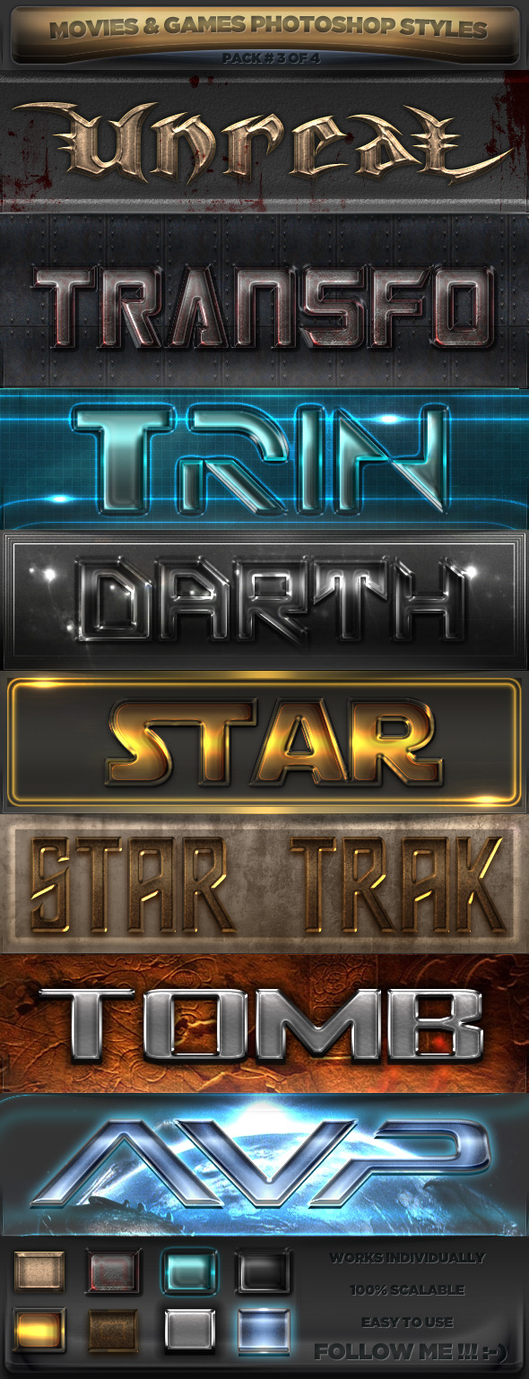 Movies & Games Styles 3 of 4 - Text Effects Styles