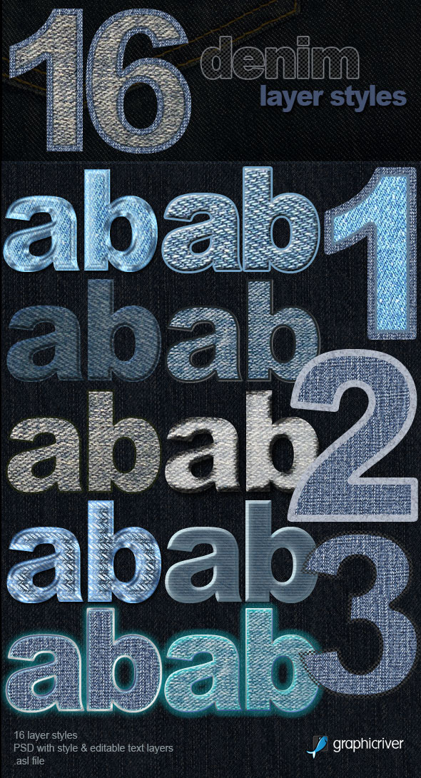16 Denim Layer Styles - Text Effects Styles