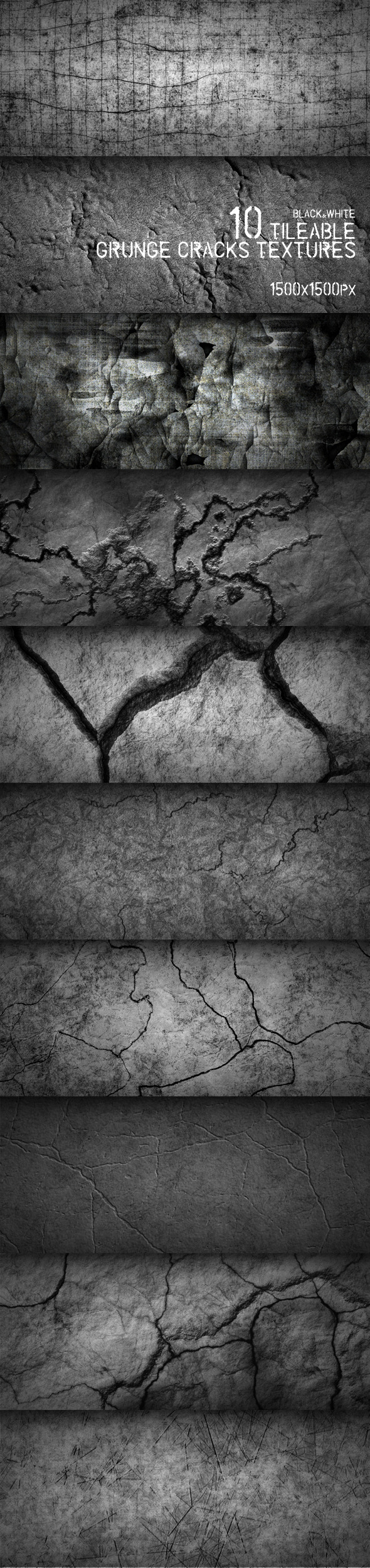 10 Tileable Grunge Cracks Textures - Miscellaneous Textures / Fills / Patterns