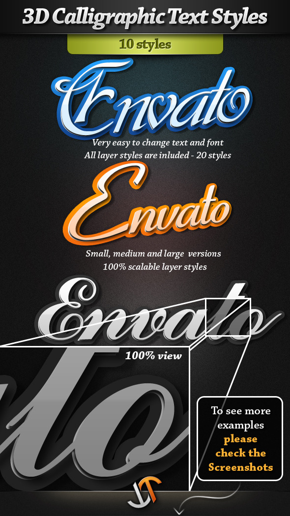 3D Calligraphic Text Styles