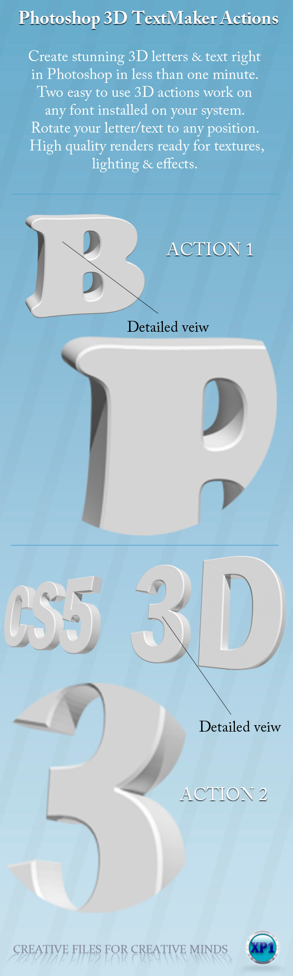 Two Photoshop 3D Text Maker Actions - Text Effects Actions