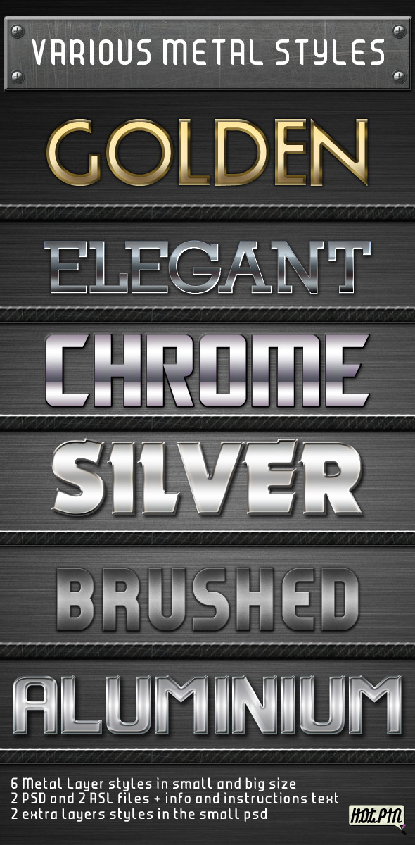 Various Metal Layers Styles - Text Effects Styles
