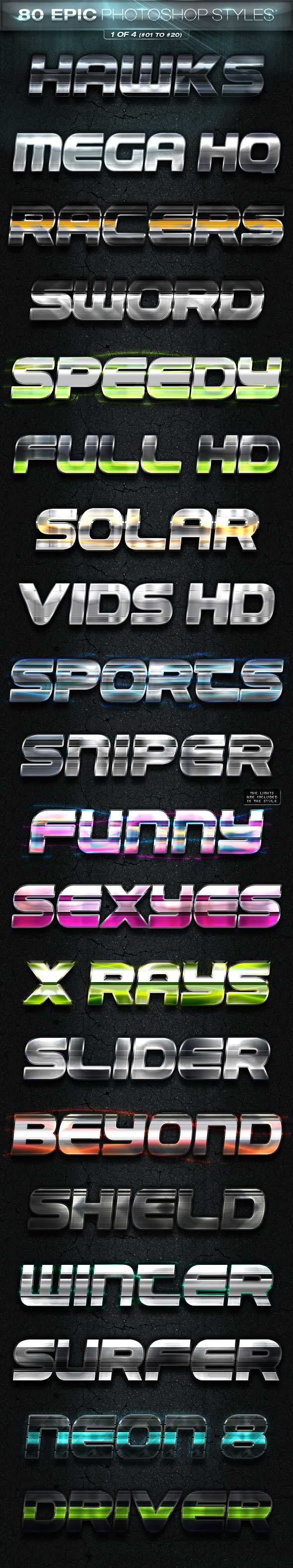 80 EPIC Photoshop Styles 1 of 4 - Text Effects Styles