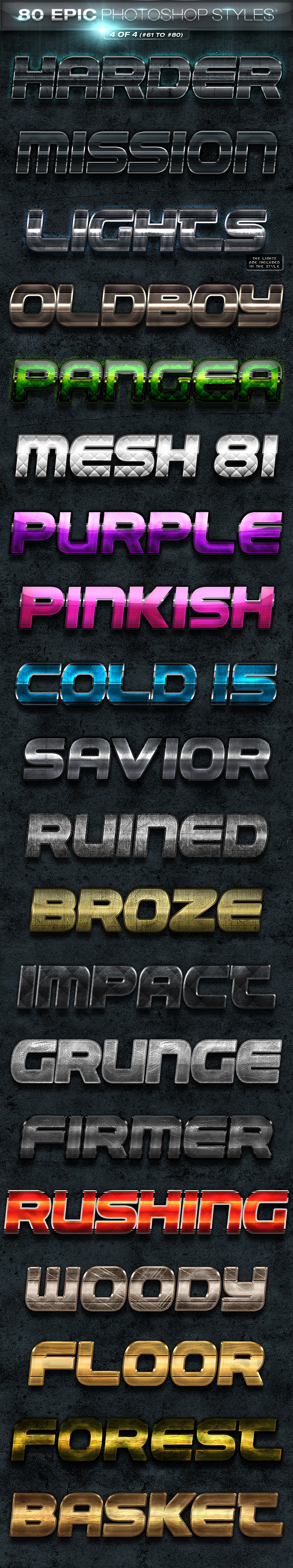 80 EPIC Photoshop Styles 4 of 4 - Text Effects Styles