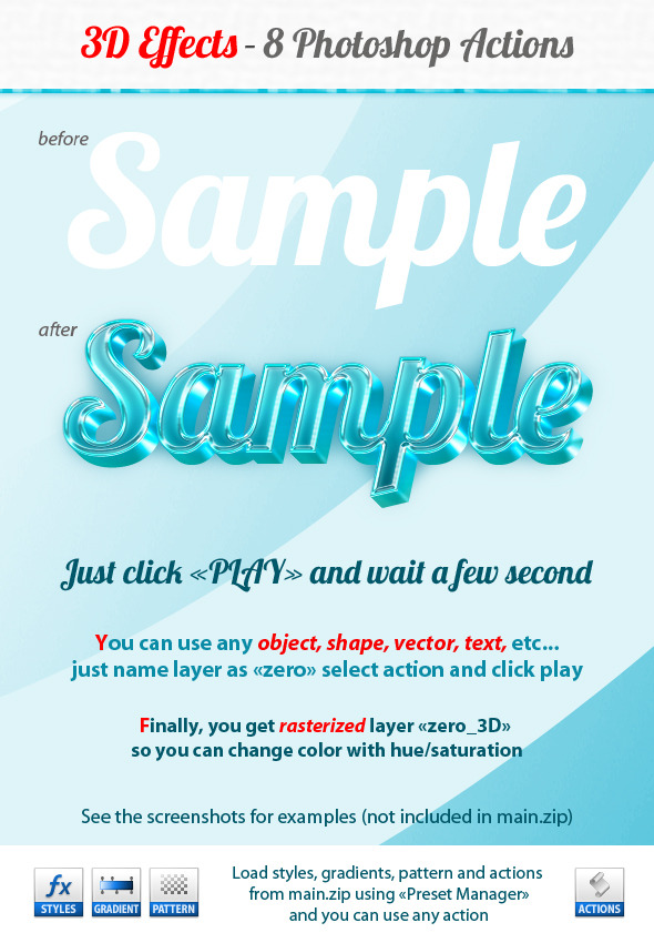 3D Effects - 8 Photoshop Actions