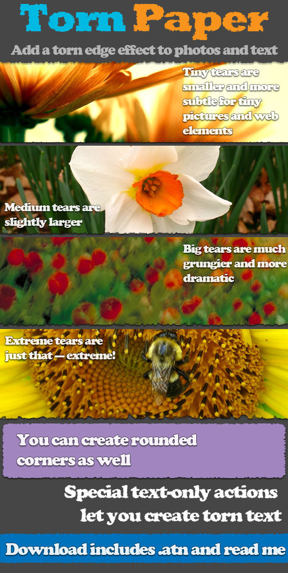 Torn Paper Photoshop Actions - Photo Effects Actions