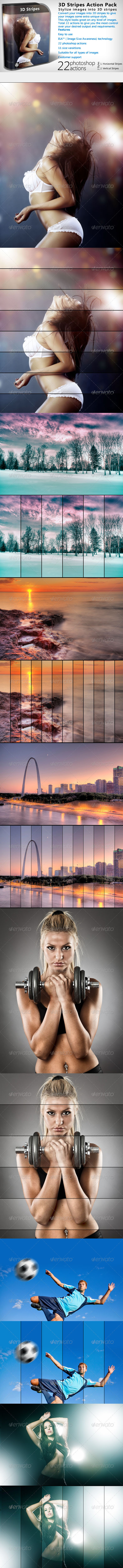 3D Stripes Action Pack - Photo Effects Actions