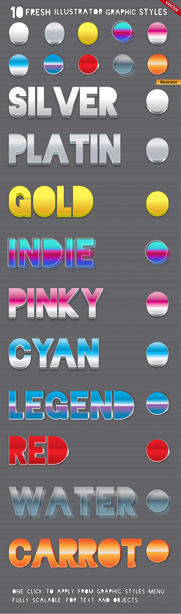 10 3D Fresh Illustrator Graphic Styles - Styles Illustrator