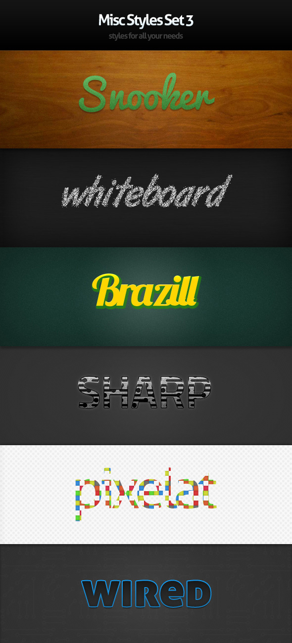 Misc Styles Set 3 - Text Effects Styles