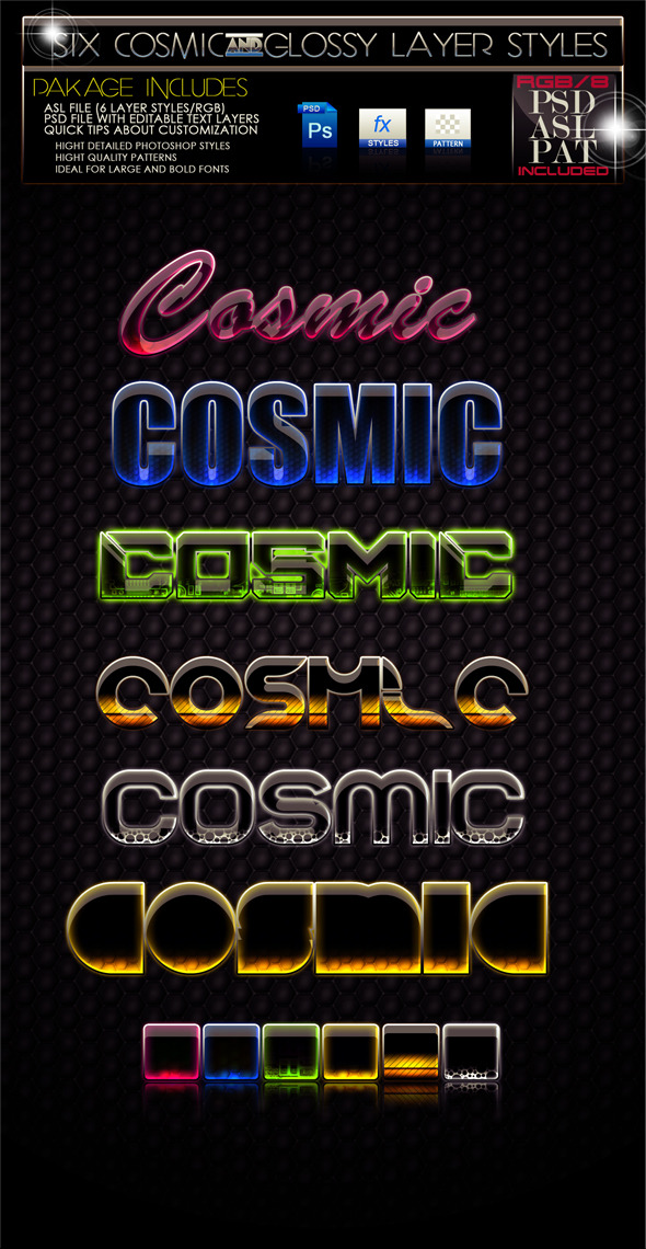 Glossy Cosmic Layer Styles - Text Effects Styles
