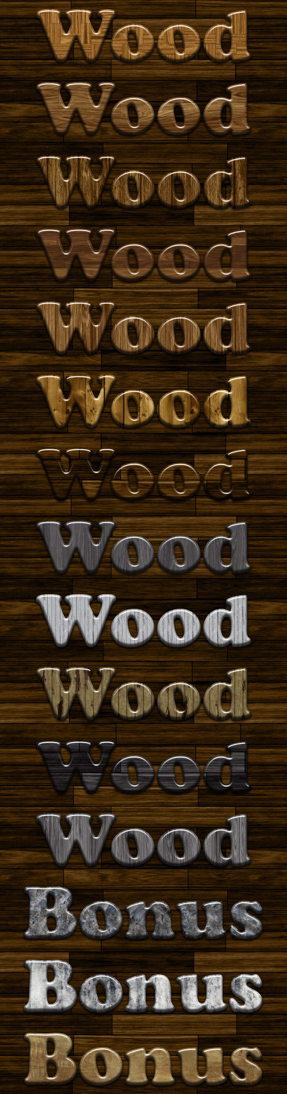 Glossy Wood Photoshop Styles v2 - Text Effects Styles