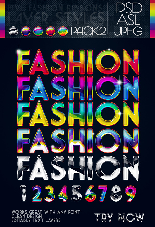 5 Fashion Ribbons Layer Styles - Pack 2 - Text Effects Styles