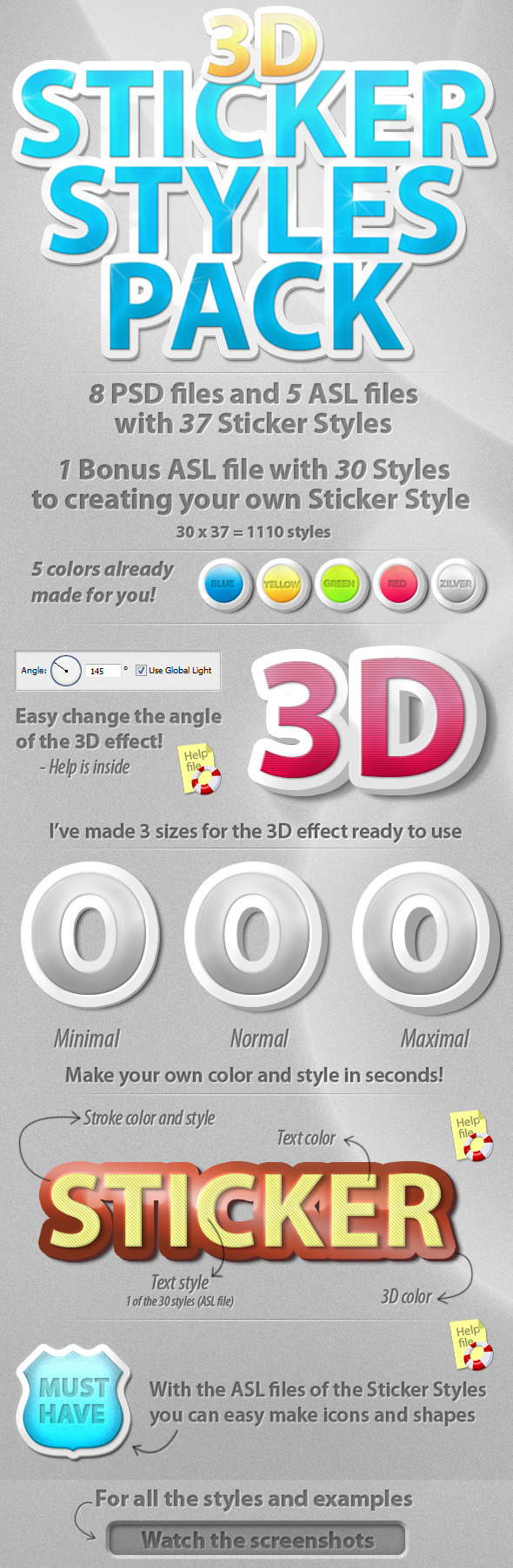 3D Sticker Styles Pack - Text Effects Styles