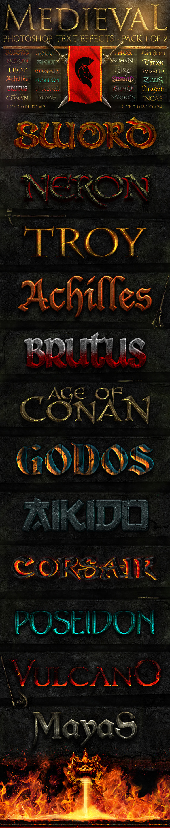 Medieval Photoshop Text Effects 1 of 2 - Text Effects Styles