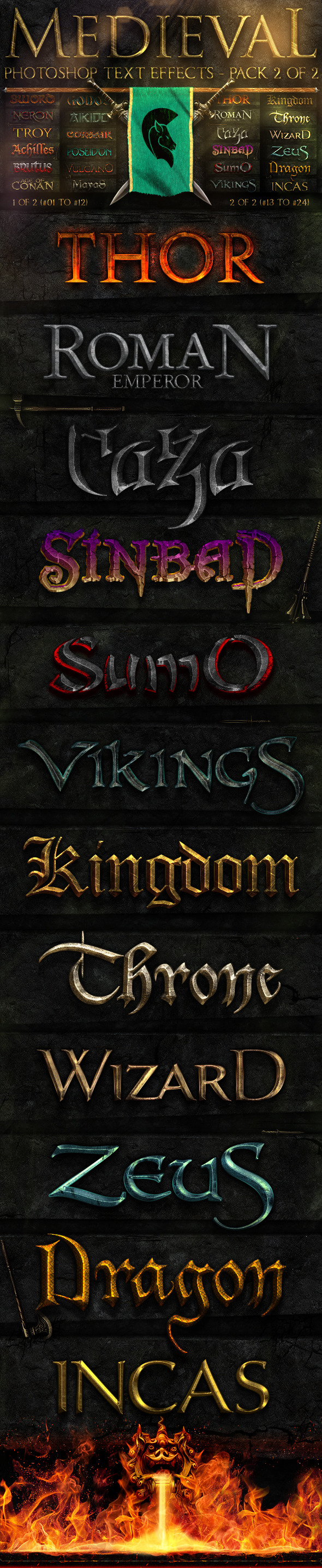 Medieval Photoshop Text Effects 2 of 2 - Text Effects Styles