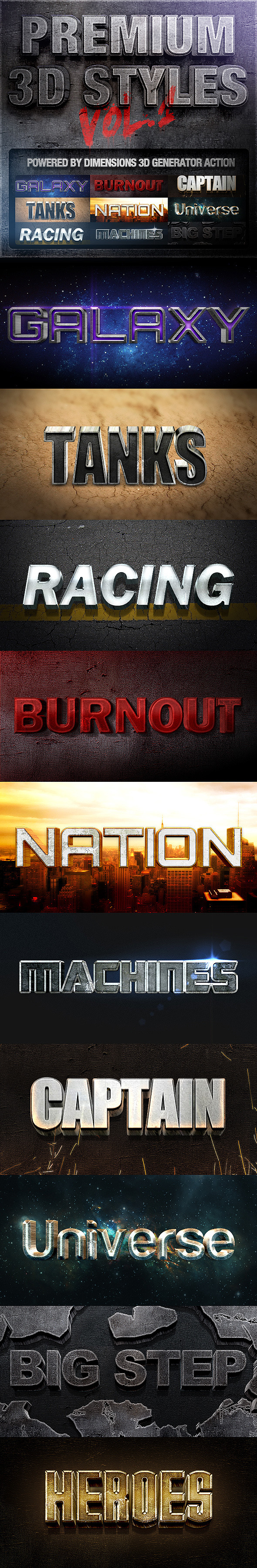 Dimensions - Premium 3D Styles Vol.1 - Text Effects Actions