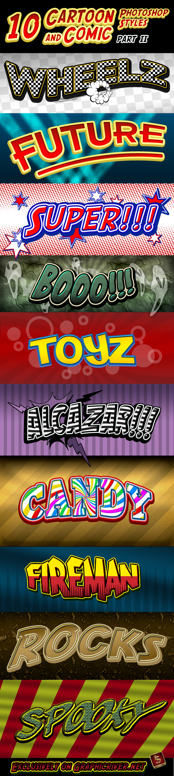Cartoon and Comic Book Styles - Part 2 - Text Effects Styles