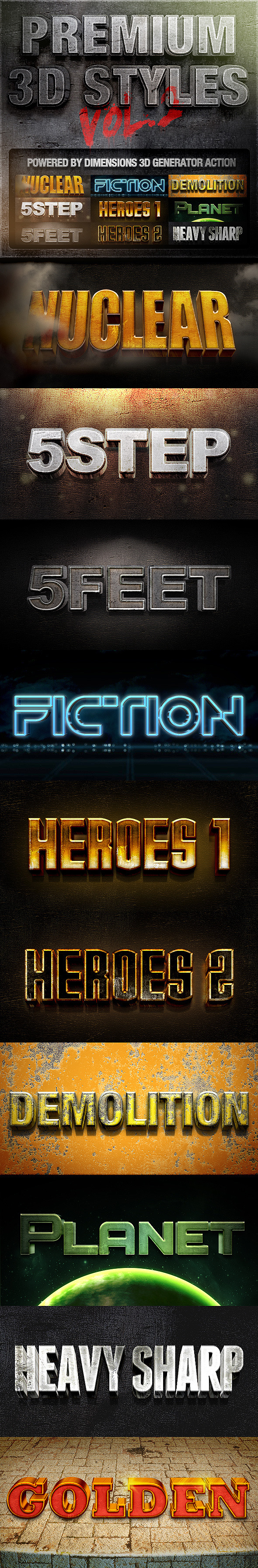Dimensions - Premium 3D Styles Vol.2 - Text Effects Actions