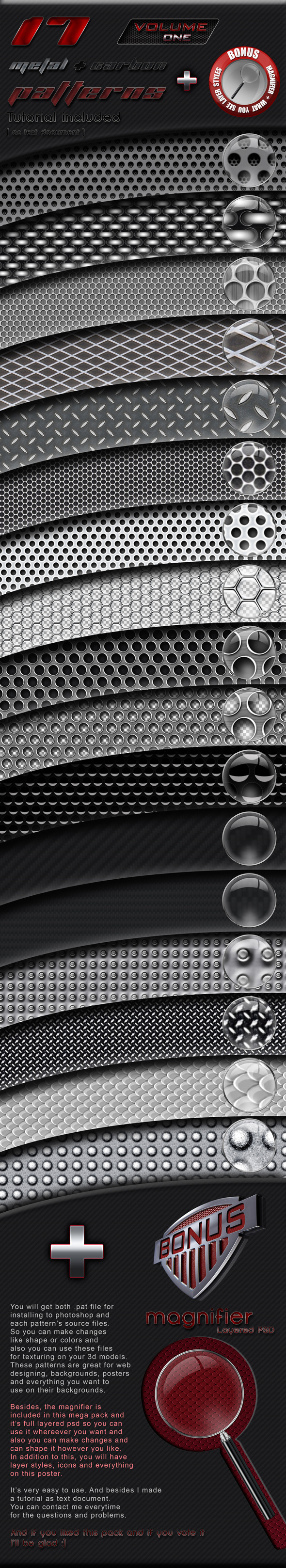 17 Patterns Metal + Carbon - Techno / Futuristic Textures / Fills / Patterns