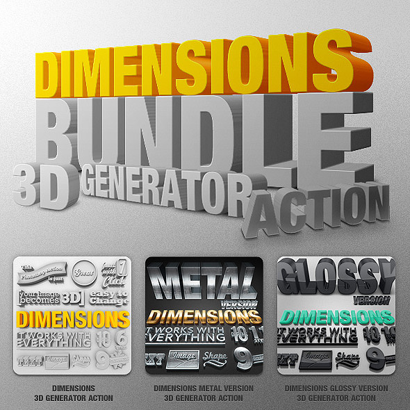 Bundle - Dimensions - 3D Generator Action - Text Effects Actions