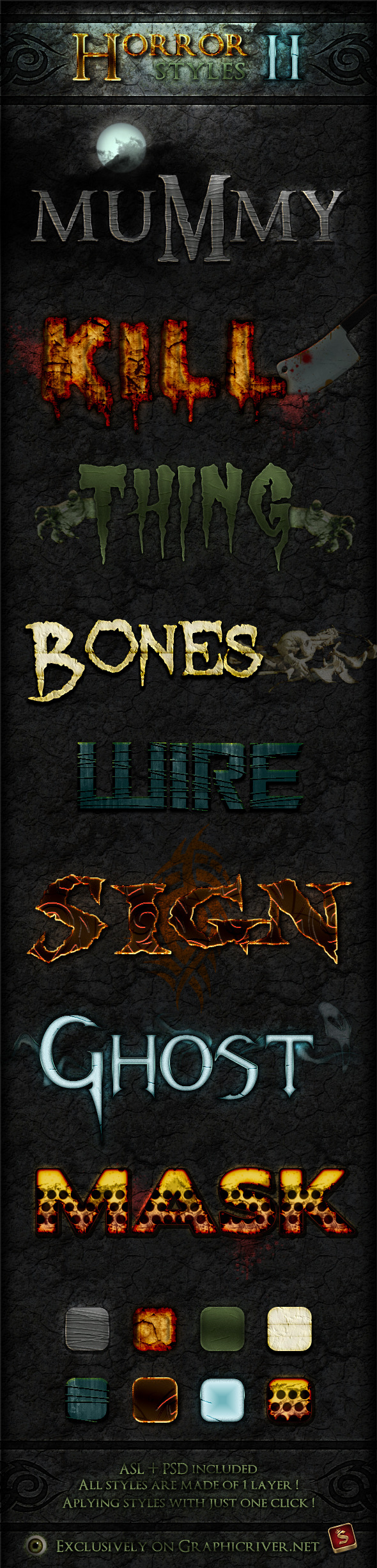 Horror Photoshop Styles - Part 2 - Text Effects Styles