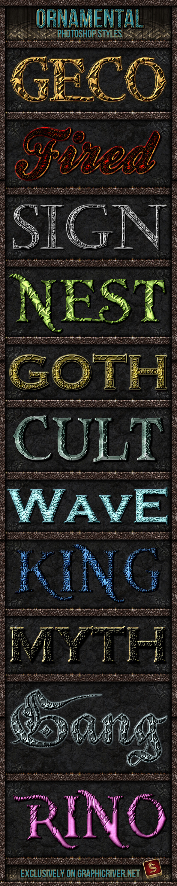 Ornamental Photoshop Styles - Text Effects Styles