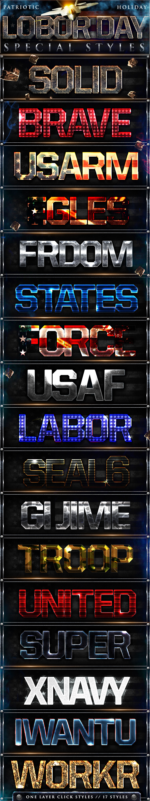Labor Day Photoshop Styles - Text Effects Styles