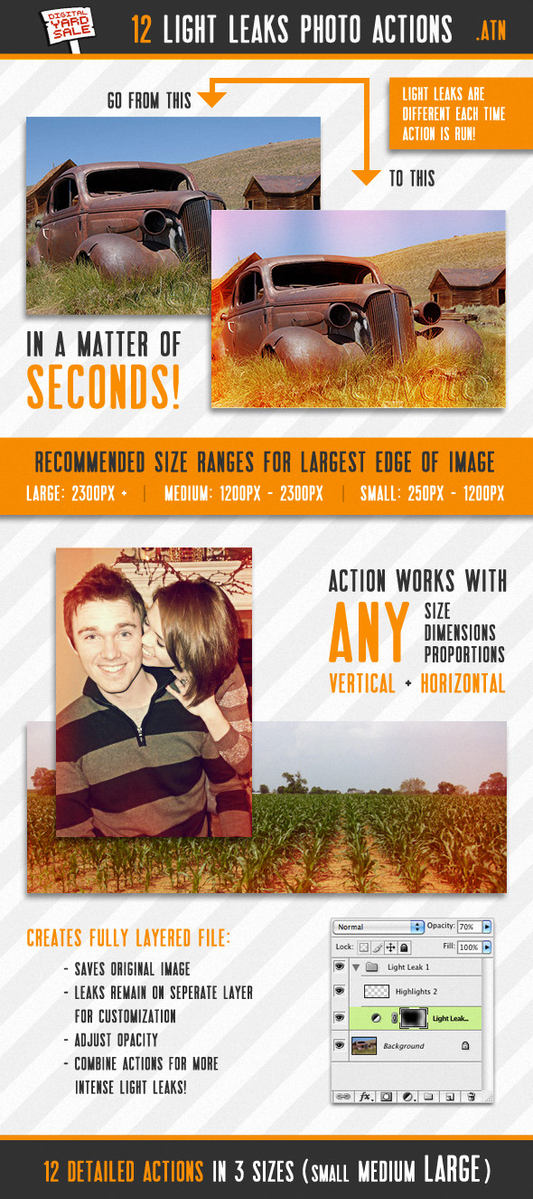 12 Vintage Light Leaks Photo Actions - Photo Effects Actions