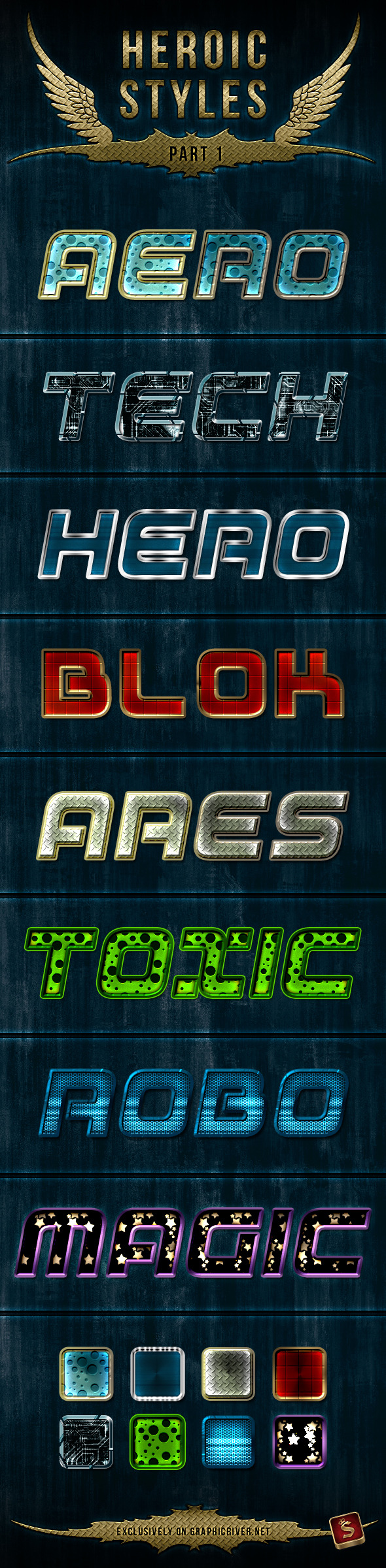 Heroic Photoshop Styles - Text Effects Styles