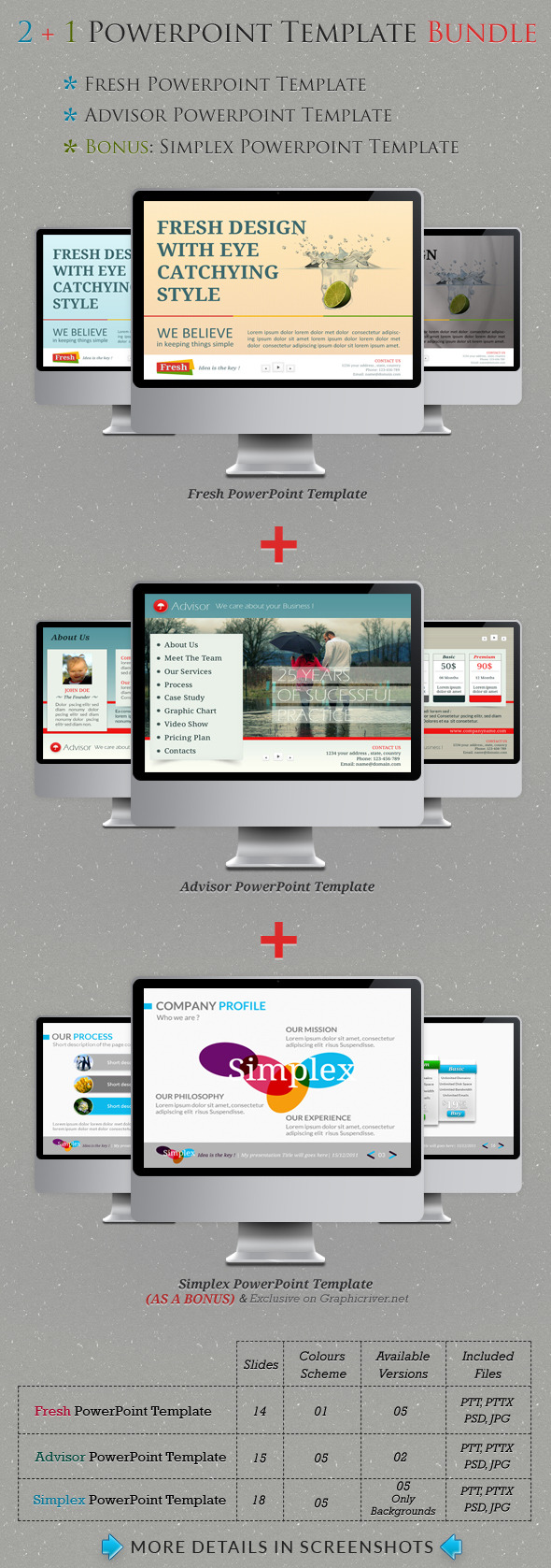 2+1 Powerpoint Templates Bundle - Creative PowerPoint Templates