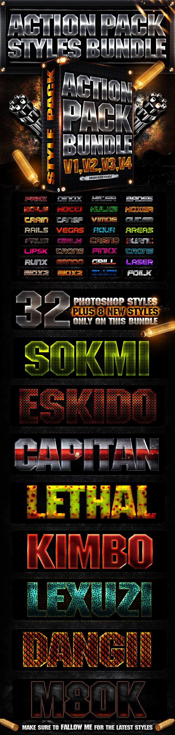 Action Pack Photoshop Style Bundle - Text Effects Styles