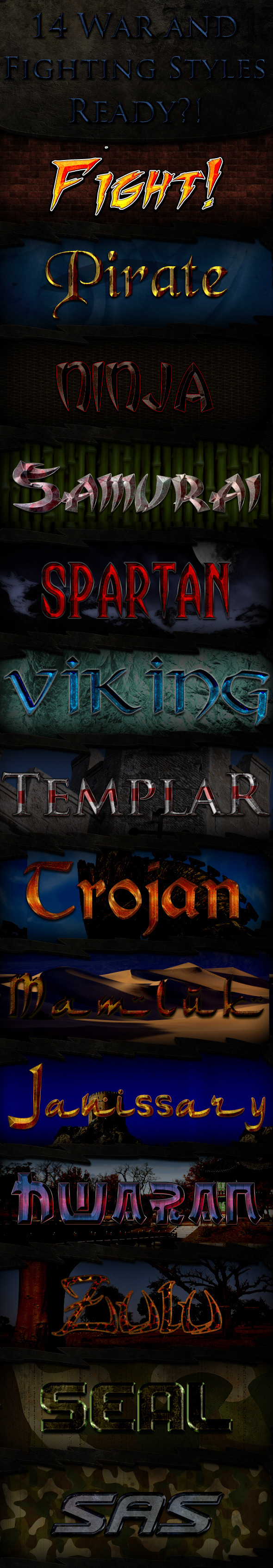 War & Fighting Styles - Text Effects Styles