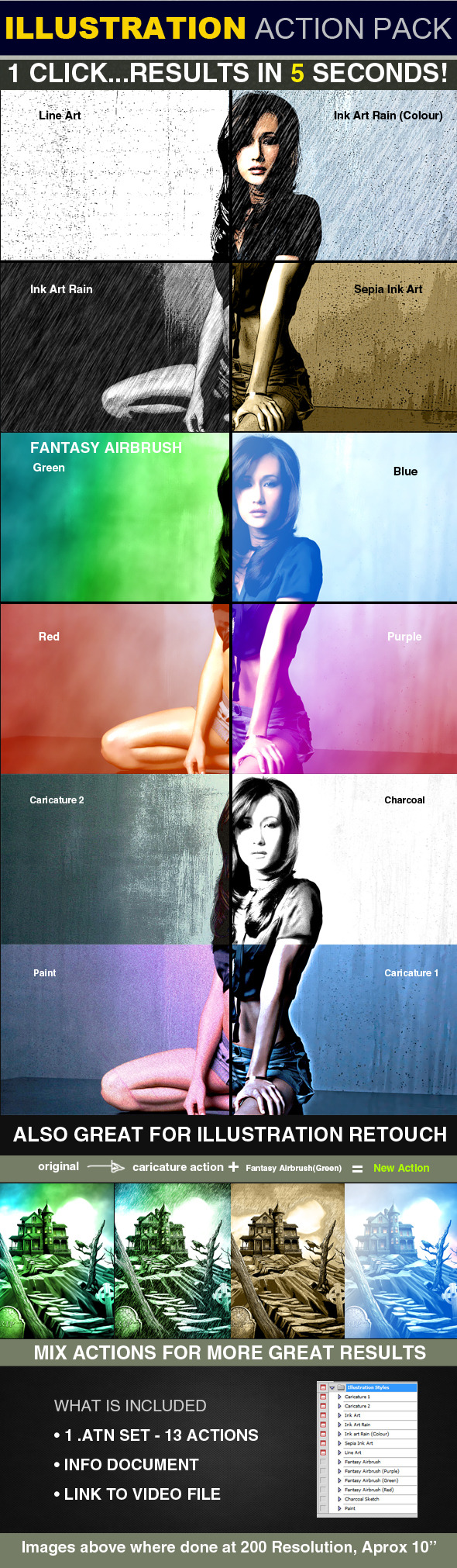 Illustration Action Pack - Photo Effects Actions
