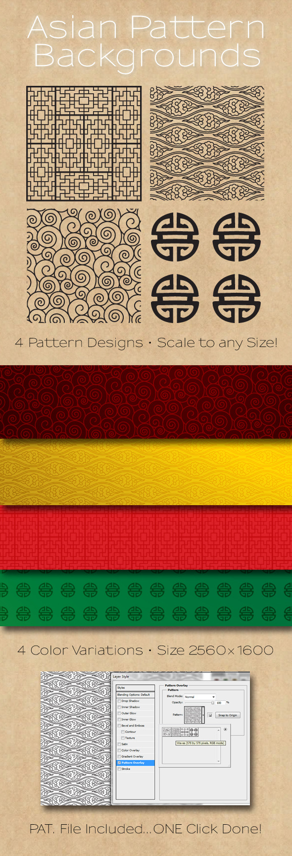 Asian Patterns Background - Artistic Textures / Fills / Patterns