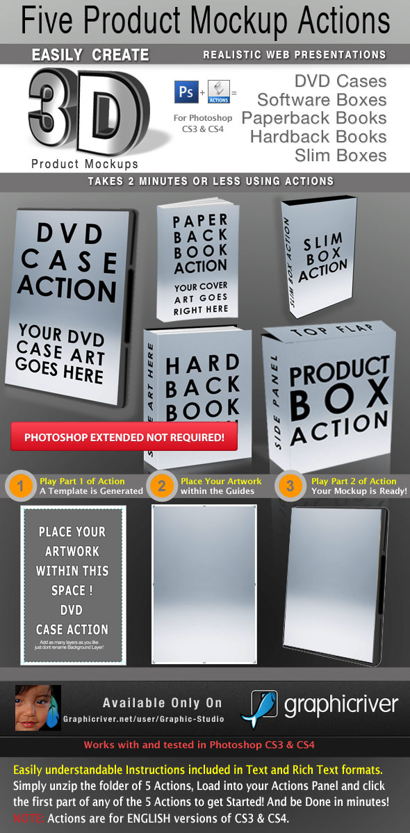 5 Photoshop Product Mockup Actions - Photoshop Add-ons