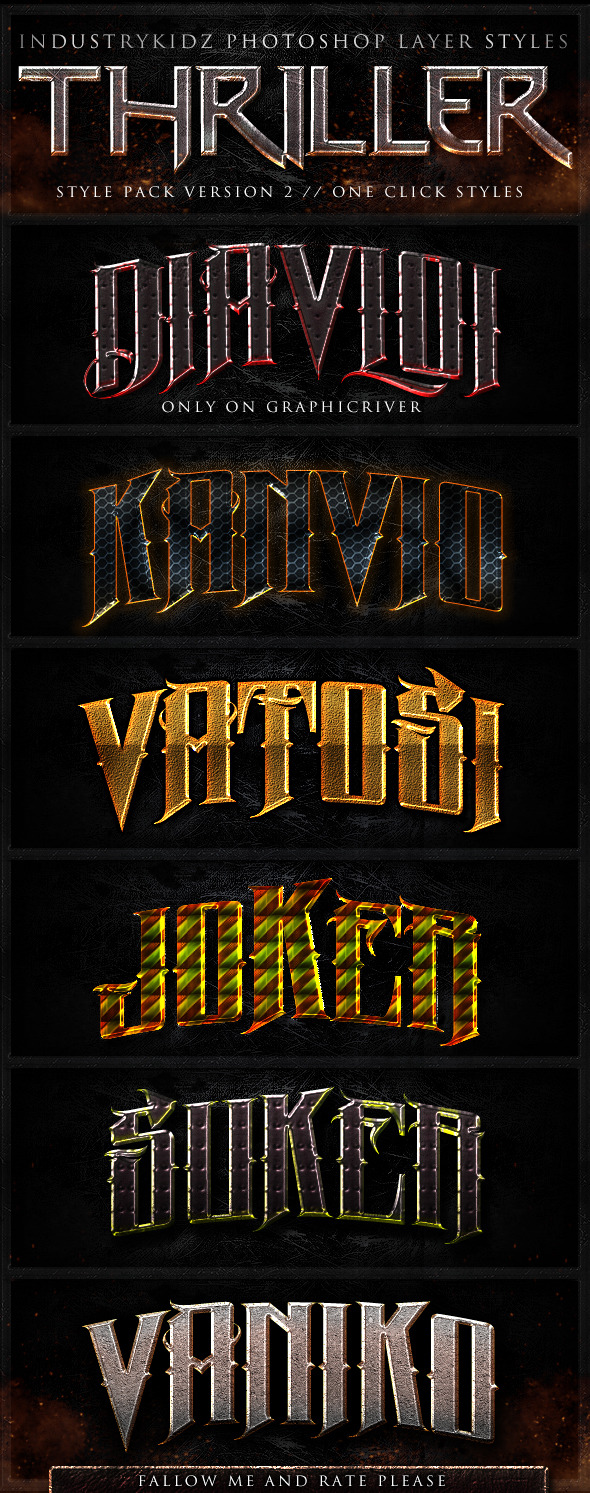Thriller Photoshop Layer Styles V2 - Text Effects Styles