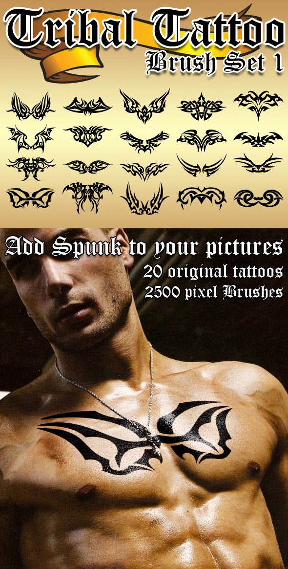 Tribal Tattoo Brush Set 1 - Grunge Brushes