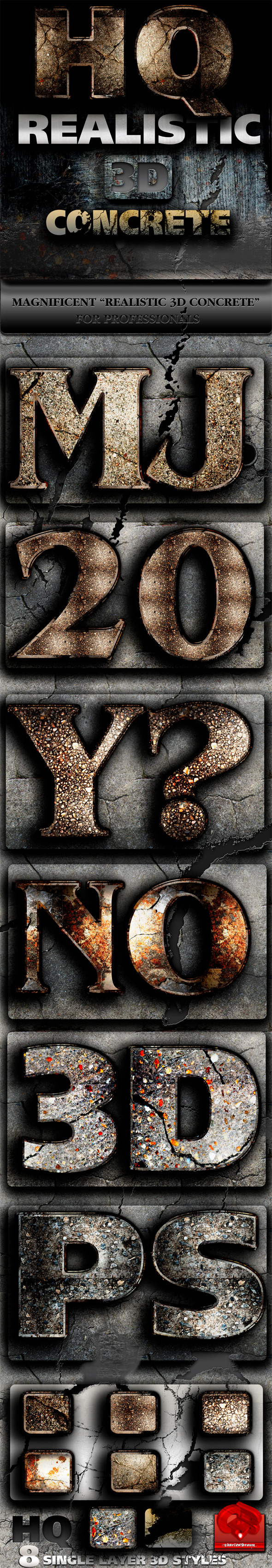 Realistic 3D Concrete Styles - Text Effects Styles